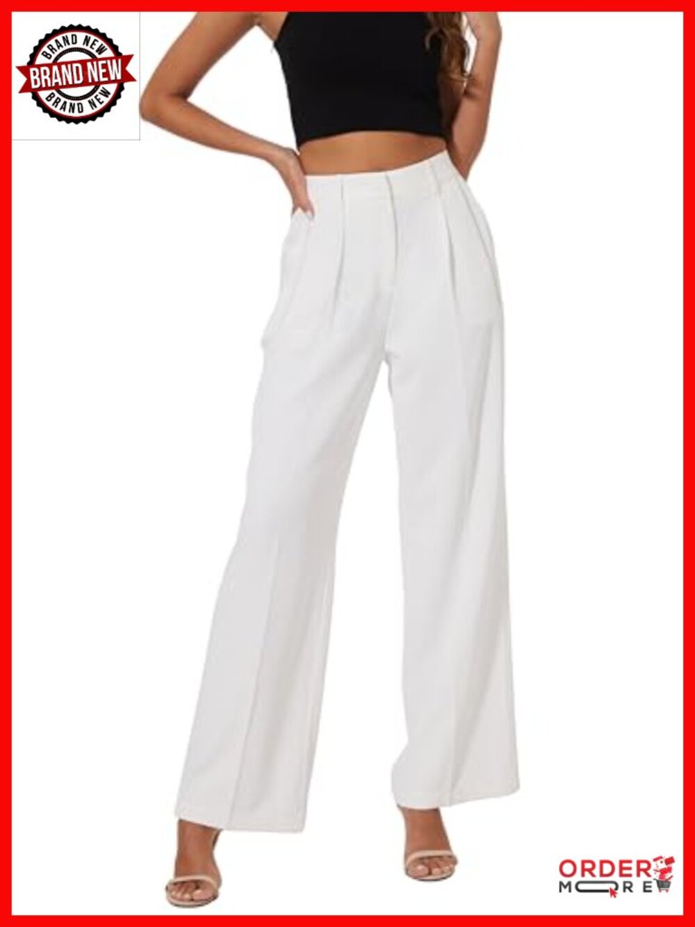 Wide Leg Dress Pants High Waist Pleated Lightweight with Pockets